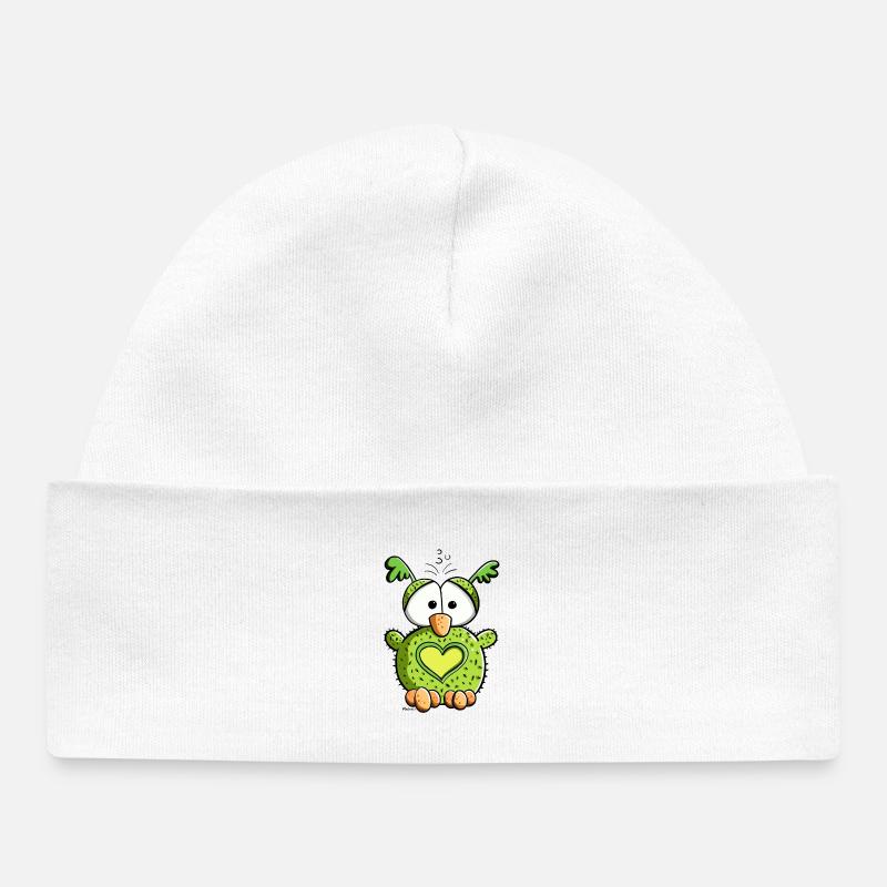 Hibou dans l'amour - Bonnet bébé bio - blanc