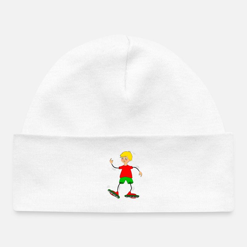 inline skating - Baby Organic Beanie - white