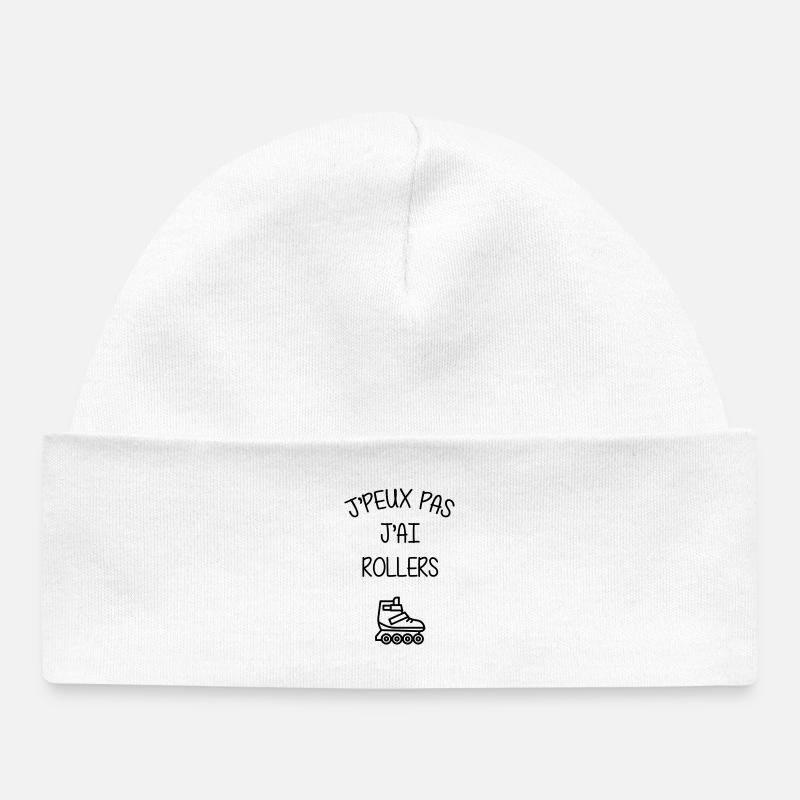 Rollers / Sport / Sportif / J'peux pas / Athlète - Bonnet bébé bio - blanc