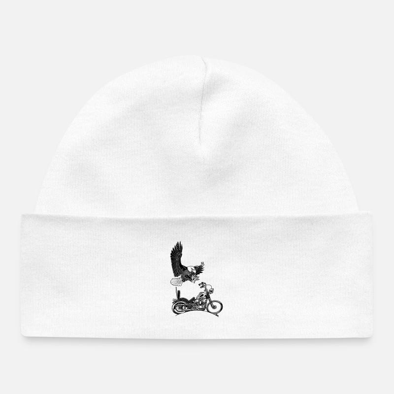 0906 eagle chopper knucklehead - Baby Organic Beanie - white