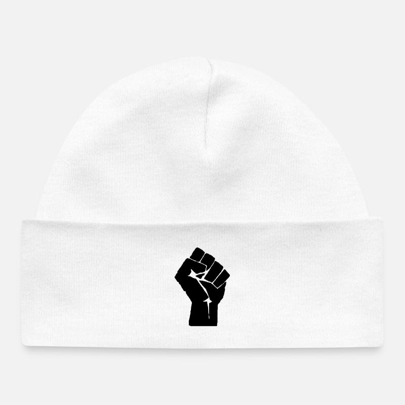Le poing levé - Bonnet bébé bio - blanc