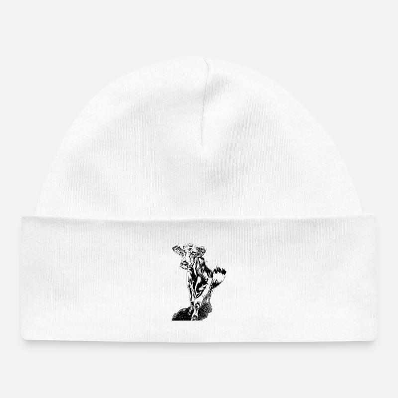 Vache Noir Blanc Bande Dessinée - Bonnet bébé bio - blanc