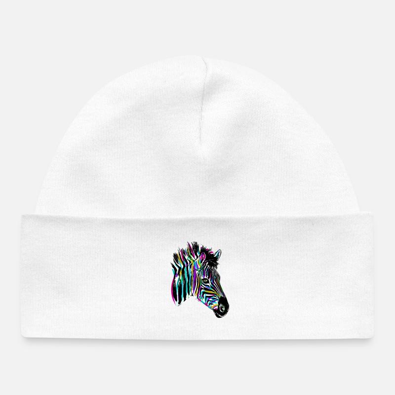 Zèbre coloré - Zèbre coloré - Bonnet bébé bio - blanc