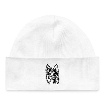 Tiger (old German herding dog) head - Baby Organic Beanie - white - Front