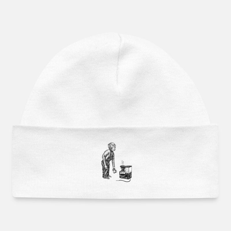 Monkey and coffee - Baby Organic Beanie - white