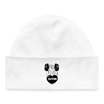 Fitness GYM dumbbel weight with heart - Baby Organic Beanie - white - Front