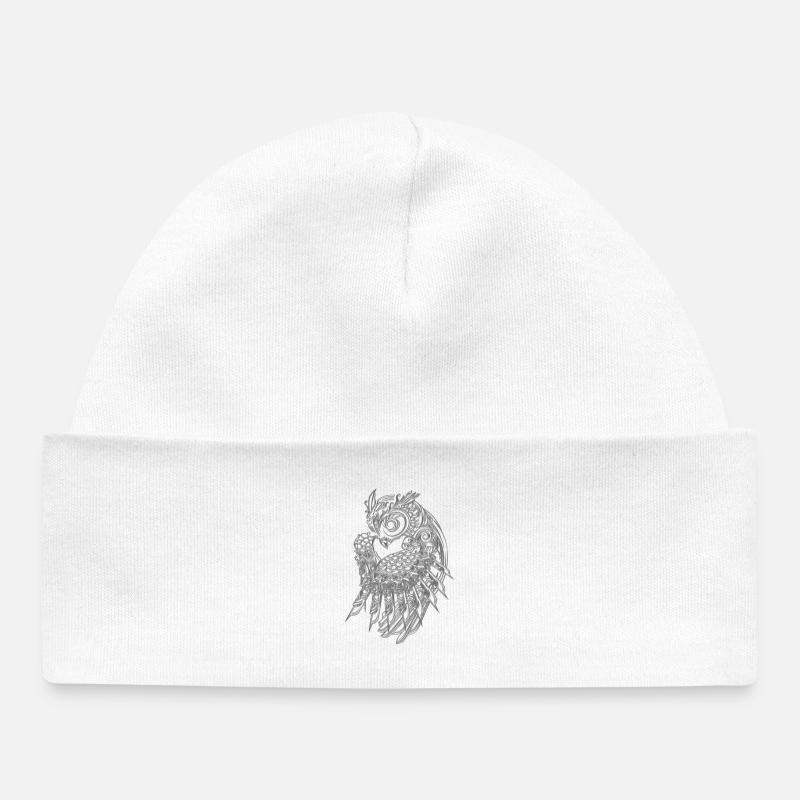 Silver Owl design - Bonnet bébé bio - blanc