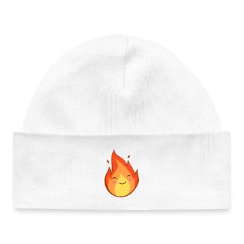 Chaleur du motif animal de feu - Bonnet bébé bio - blanc - Devant