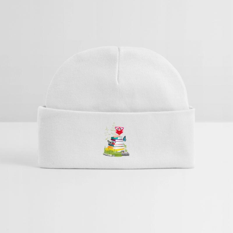 Knowledge-thirsty bookworm while reading a book Baby Organic Beanie