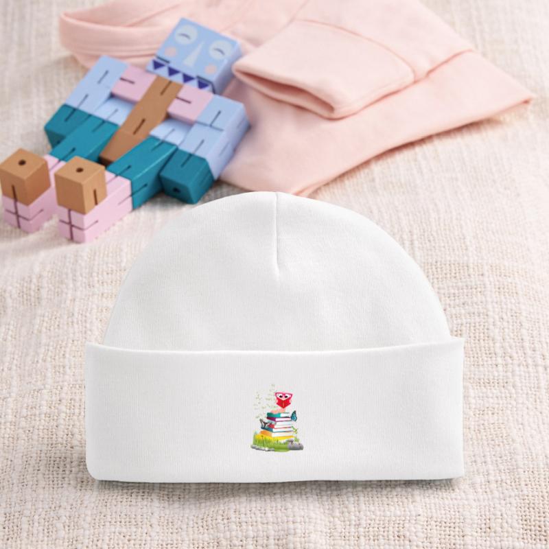 Knowledge-thirsty bookworm while reading a book Baby Organic Beanie