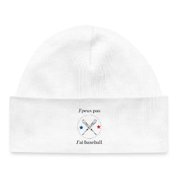 Je peux pas jai baseball - Bonnet bébé bio - blanc - Devant