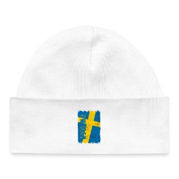 Drapeau de la Suède - Bonnet bébé bio - blanc - Devant