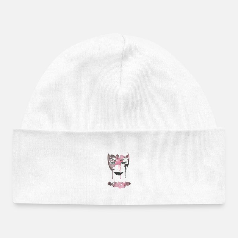 Visage Aquarelle Rose - Bonnet bébé bio - blanc