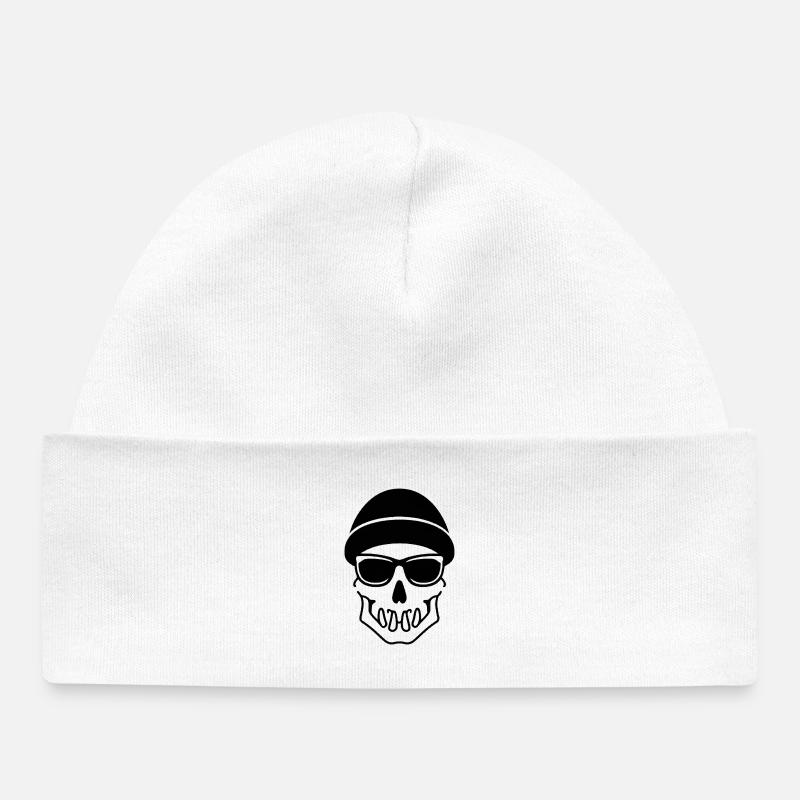 skull hipster halloween - Bonnet bébé bio - blanc