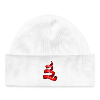 Bannière de la paix ou fanion rouge - Bonnet bébé bio - blanc - Devant