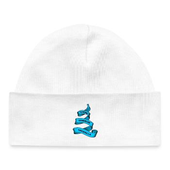 Fanion ou bannière viking bleu - Bonnet bébé bio - blanc - Devant