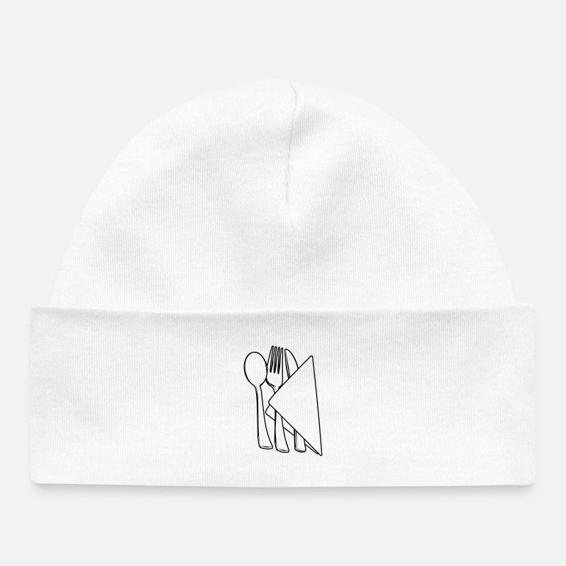 Couverts dans la serviette - Bonnet bébé bio - blanc