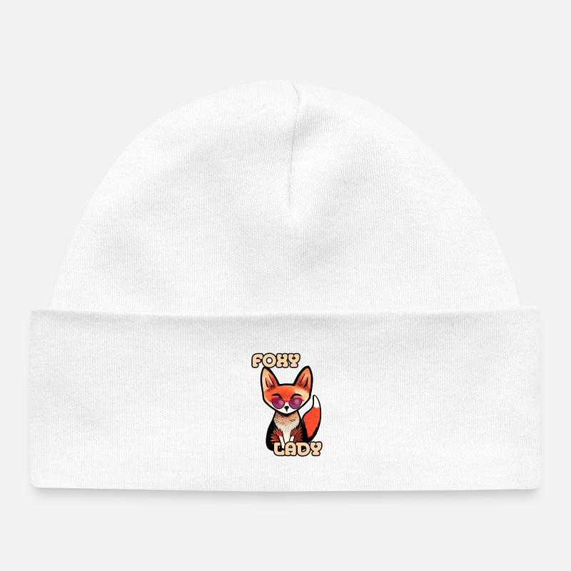 Foxy Lady - Renarde Avec Lunettes de Soleil - Bonnet bébé bio - blanc