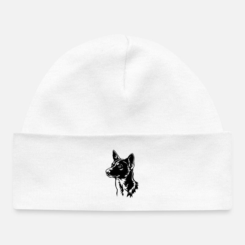 Tête de Basenji - Bonnet bébé bio - blanc