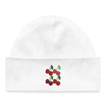 Cherries 4-fold - Baby Organic Beanie - white - Front