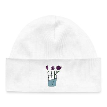 Flowers in clay pot design - Baby Organic Beanie - white - Front