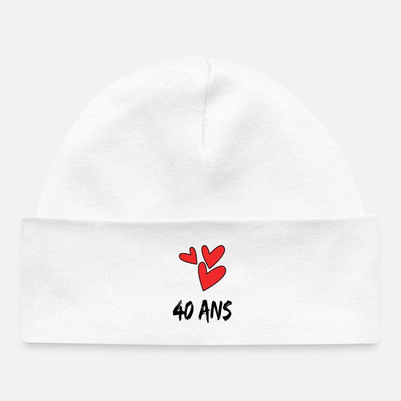 40. 40 ANS. 40e ANNIVERSAIRE. ANNIVERSAIRE 40 ANS. - Bonnet bébé bio - blanc