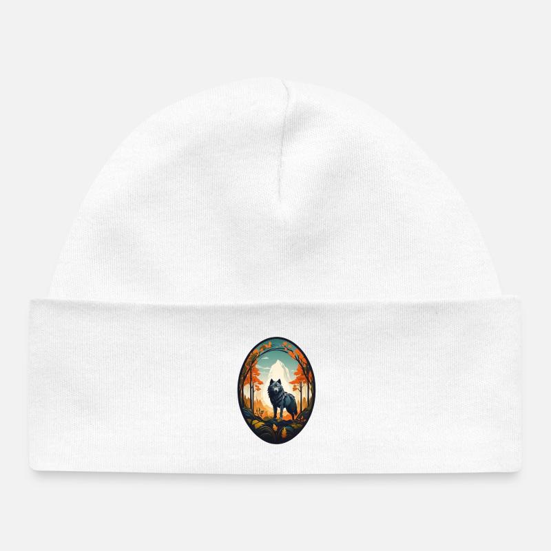 Loup habitant de la forêt - Bonnet bébé bio - blanc