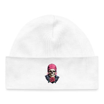 Skull and crossbones with rose - Baby Organic Beanie - white - Front