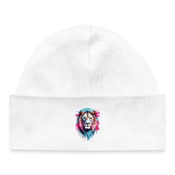 Colorful Lion Head - Baby Organic Beanie - white - Front