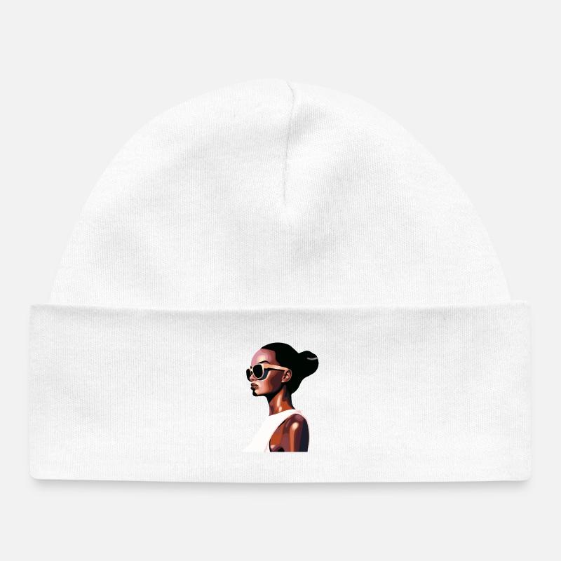 Portrait moderne élégant avec lunettes de soleil - Bonnet bébé bio - blanc