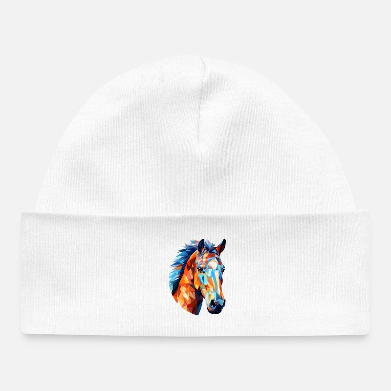 Cheval Polygone Tête De Cheval Chevaux - Bonnet bébé bio - blanc