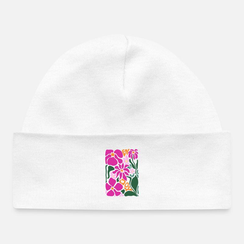 Fleurs de bonne humeur - profitez - Bonnet bébé bio - blanc