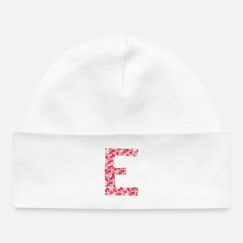 Lettre E - tshirt bisous - Bonnet bébé bio - blanc