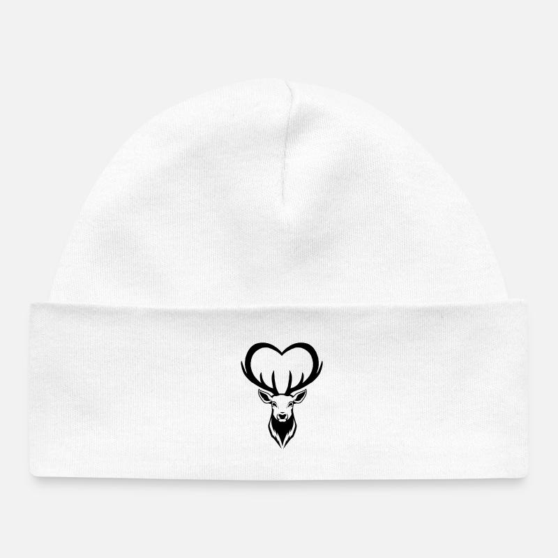 Coeur de cerf noir - Bonnet bébé bio - blanc