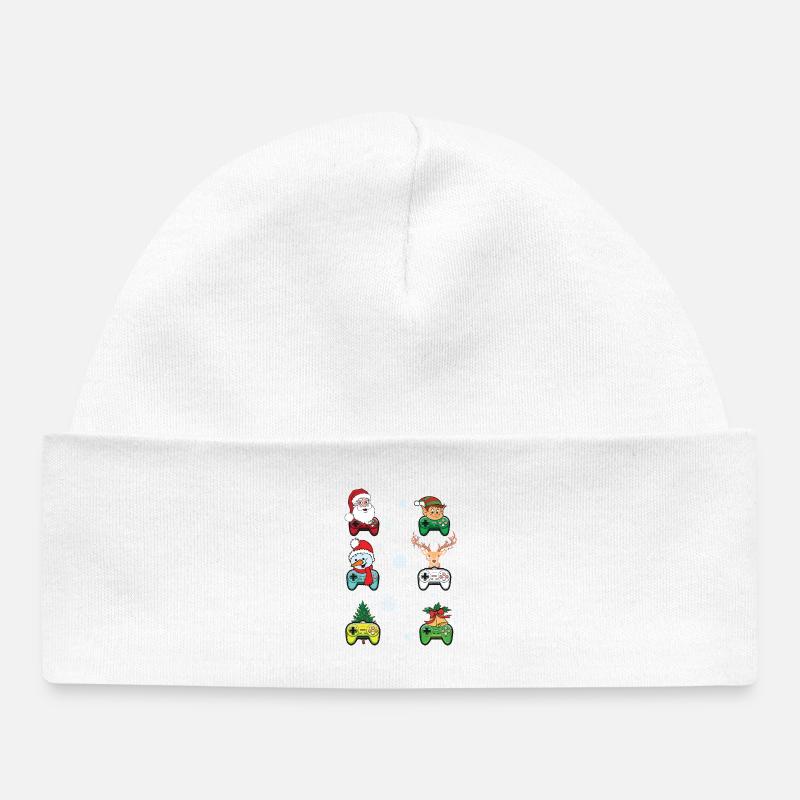 Festive Gaming Characters with Christmas Elements - Baby Organic Beanie - white