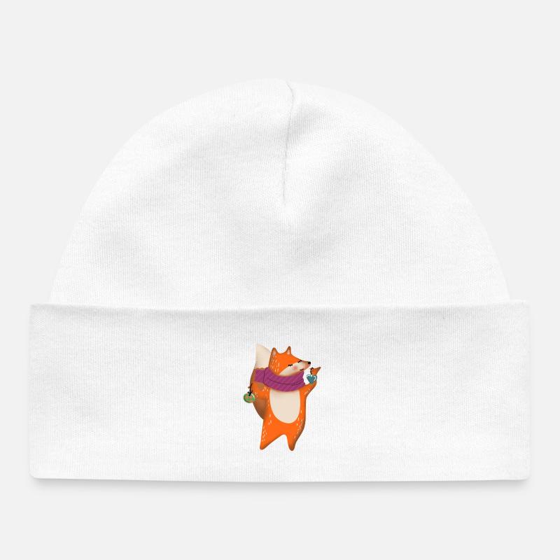 Renard Doux Écharpe Cœur - Bonnet bébé bio - blanc