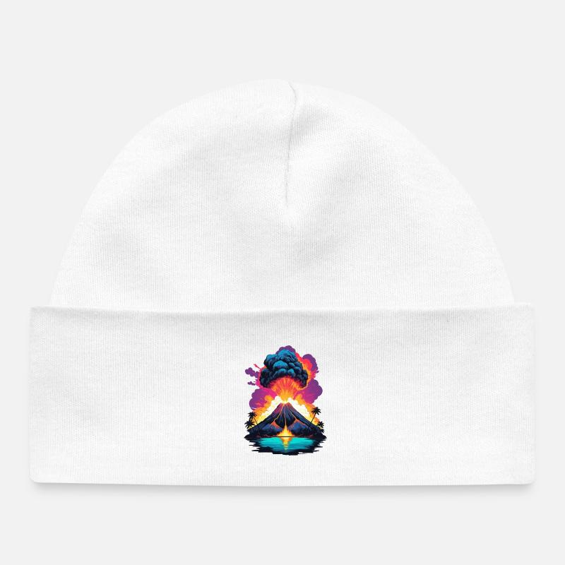 Éruption volcanique - Bonnet bébé bio - blanc