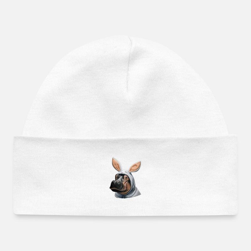 Lapin hippopotame blanc - Bonnet bébé bio - blanc