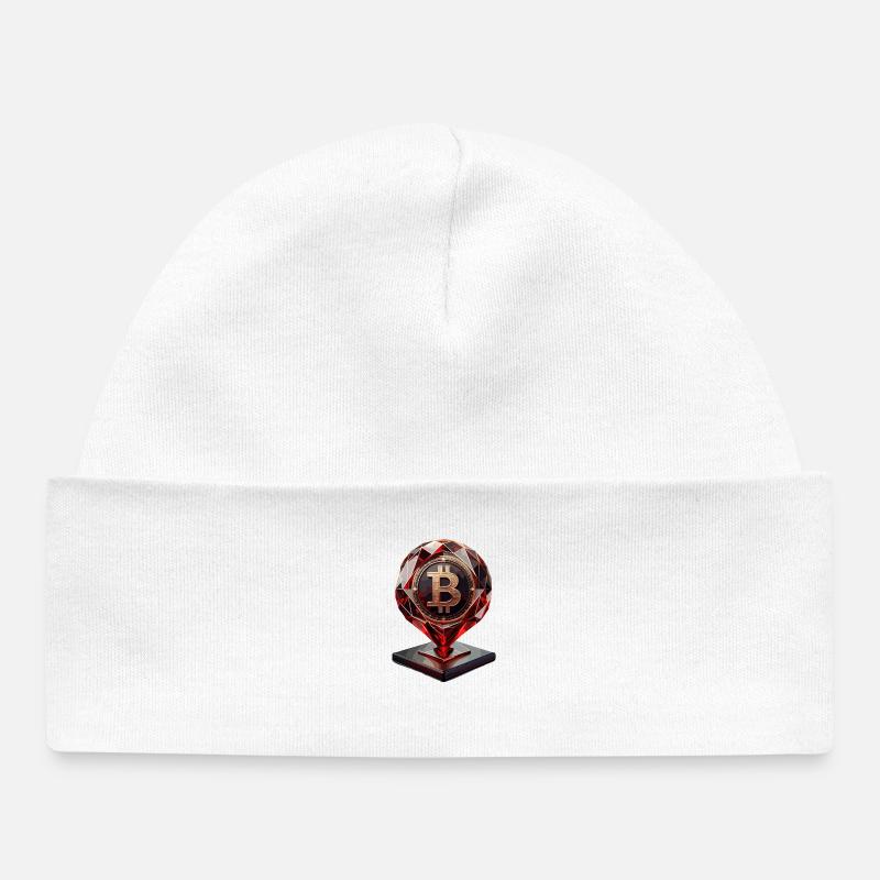 Bitcoin Crystal Design - Baby Organic Beanie - white