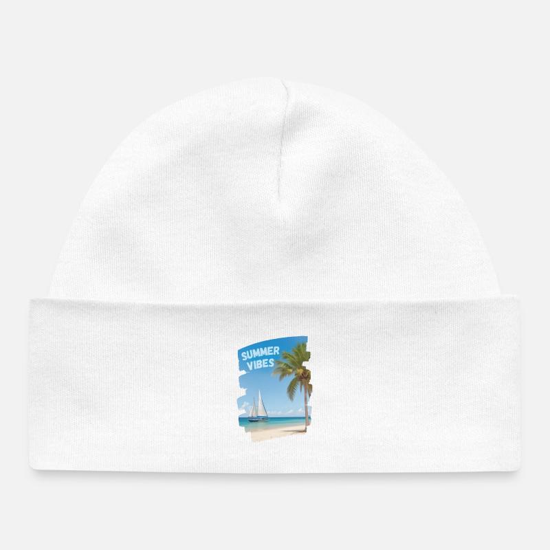 Ambiance estivale - Bonnet bébé bio - blanc