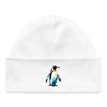 Pingouin polygonal - Bonnet bébé bio - blanc - Devant