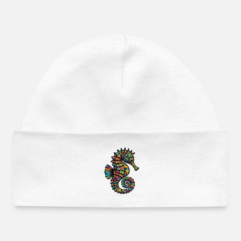 hippocampe - Bonnet bébé bio - blanc
