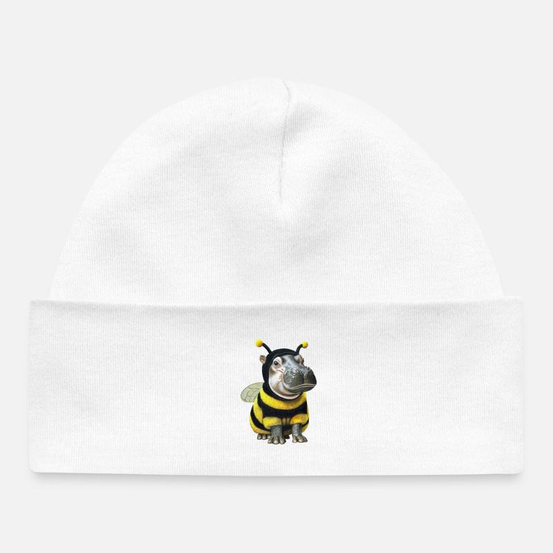 Abeille hippopotame 2 - Bonnet bébé bio - blanc