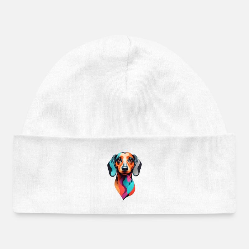 Teckel coloré - Bonnet bébé bio - blanc