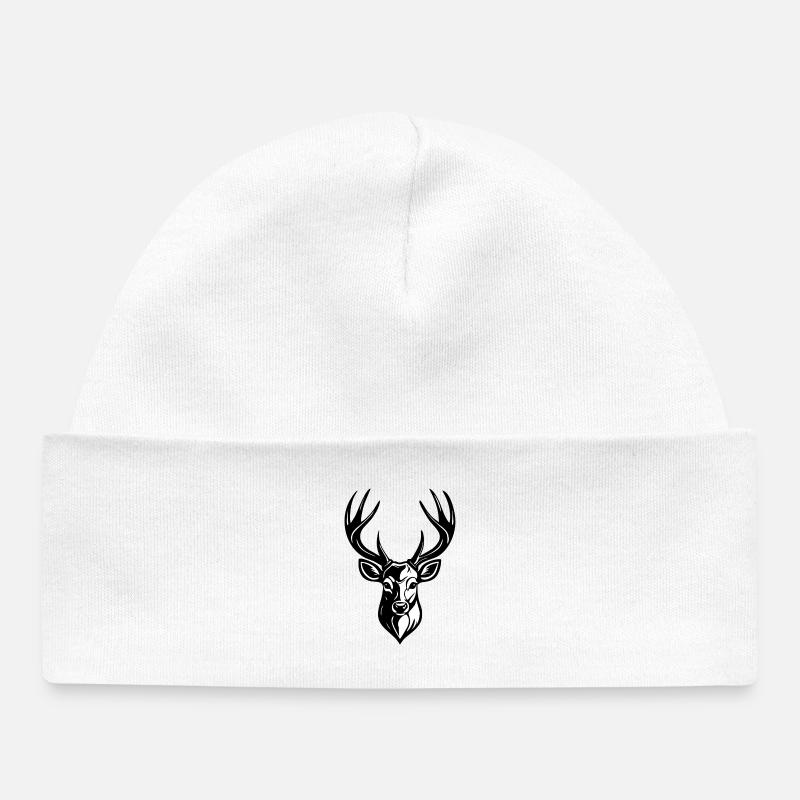 TÊTE DE CERF - Bonnet bébé bio - blanc