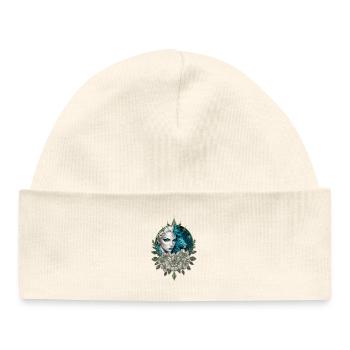 Harmony of the elements, the woman with lion. - Baby Organic Beanie - white - Front