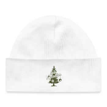 merry christmas fir spruce forest symbol logo - Baby Organic Beanie - white - Front