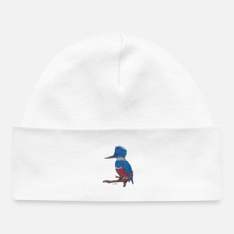 Un martin-pêcheur charismatique. - Bonnet bébé bio - blanc