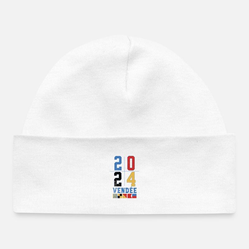 Design régate globe Année 2024 Vendée - Bonnet bébé bio - blanc