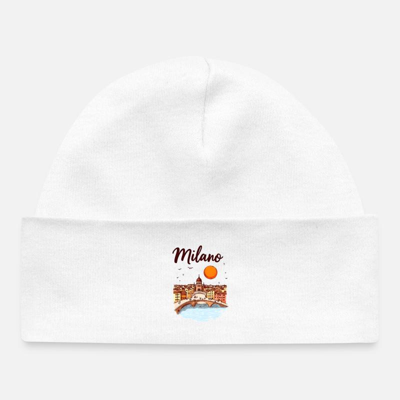 Milan Skyline – la métropole italienne de la mode et du design - Bonnet bébé bio - blanc